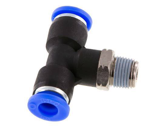 1/4'' x 1/8'' NPT Inline T-Stück Steckverschraubung mit Außengewinde Messing/PBT NBR drehbar [2 Stück]