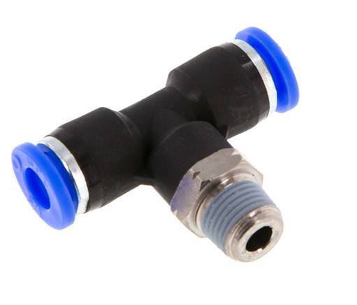1/4'' x 1/8'' NPT Inline T-Stück Steckverschraubung mit Außengewinde Messing/PBT NBR drehbar [2 Stück]