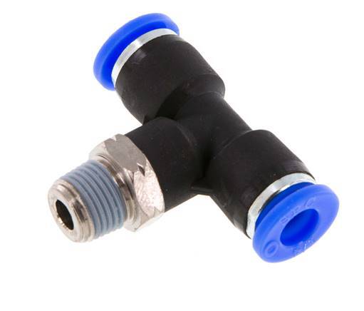 1/4'' x 1/8'' NPT Inline T-Stück Steckverschraubung mit Außengewinde Messing/PBT NBR drehbar [2 Stück]