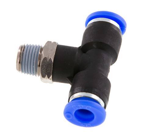 1/4'' x 1/8'' NPT Inline T-Stück Steckverschraubung mit Außengewinde Messing/PBT NBR drehbar [2 Stück]