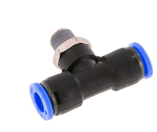 5/16'' x 1/8'' NPT Inline T-Steckverschraubung mit Außengewinde Messing/PBT NBR drehbar [2 Stück]