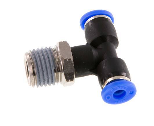 5/32'' x 1/4'' NPT Inline T-Steckverschraubung mit Außengewinde Messing/PBT NBR drehbar [2 Stück]