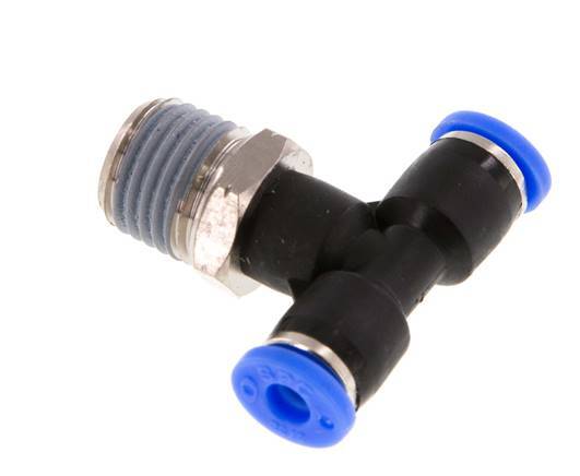 5/32'' x 1/4'' NPT Inline T-Steckverschraubung mit Außengewinde Messing/PBT NBR drehbar [2 Stück]