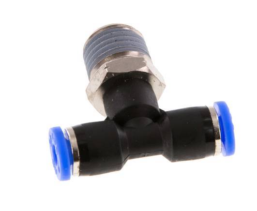 5/32'' x 1/4'' NPT Inline T-Steckverschraubung mit Außengewinde Messing/PBT NBR drehbar [2 Stück]