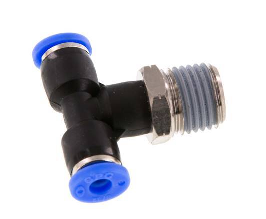5/32'' x 1/4'' NPT Inline T-Steckverschraubung mit Außengewinde Messing/PBT NBR drehbar [2 Stück]