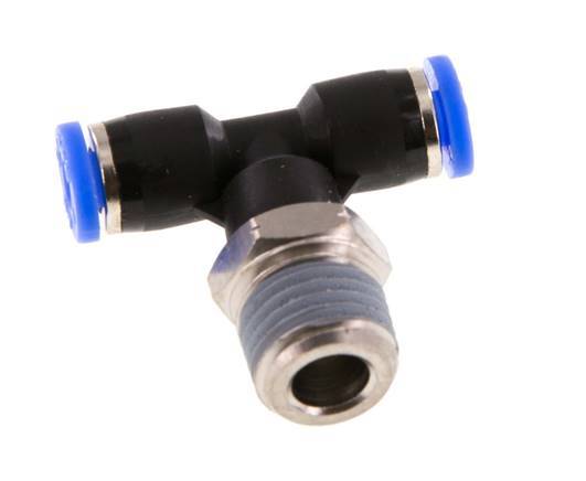 5/32'' x 1/4'' NPT Inline T-Steckverschraubung mit Außengewinde Messing/PBT NBR drehbar [2 Stück]