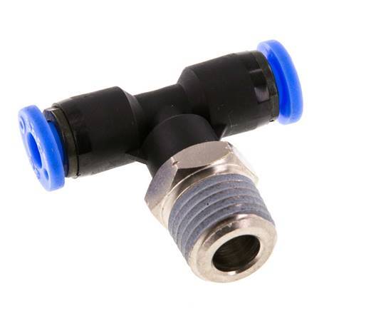 3/16'' x 1/4'' NPT Inline T-Steckverschraubung mit Außengewinde Messing/PBT NBR drehbar [2 Stück]