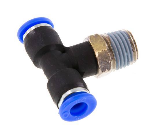 1/4'' x 1/4'' NPT Inline T-Stück Steckverschraubung mit Außengewinde Messing/PBT NBR drehbar [2 Stück]