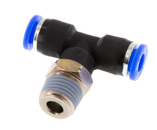 1/4'' x 1/4'' NPT Inline T-Stück Steckverschraubung mit Außengewinde Messing/PBT NBR drehbar [2 Stück]
