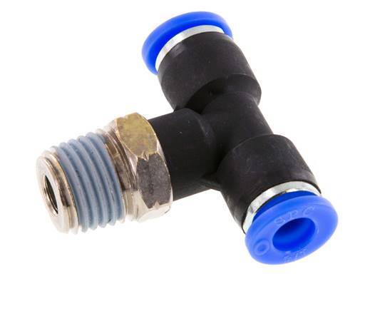 1/4'' x 1/4'' NPT Inline T-Stück Steckverschraubung mit Außengewinde Messing/PBT NBR drehbar [2 Stück]