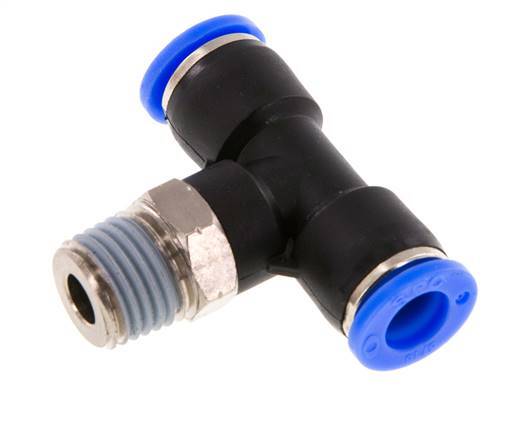 5/16'' x 1/4'' NPT Inline T-Steckverschraubung mit Außengewinde Messing/PBT NBR drehbar [2 Stück]