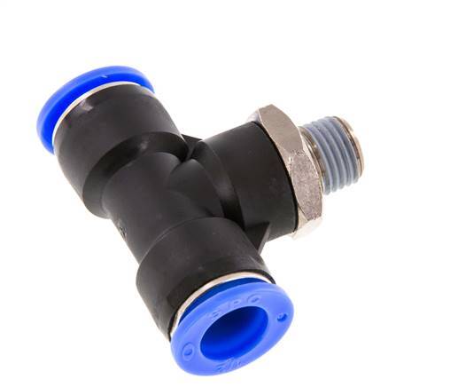 1/2'' x 1/4'' NPT Inline-T-Stück Einsteckverschraubung mit Außengewinde Messing/PBT NBR drehbar