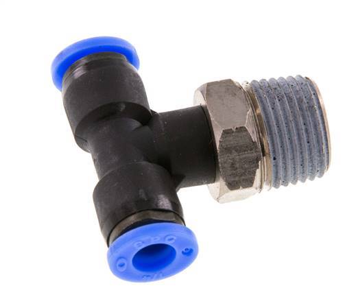 1/4'' x 3/8'' NPT Inline T-Stück Steckverschraubung mit Außengewinde Messing/PBT NBR drehbar [2 Stück]