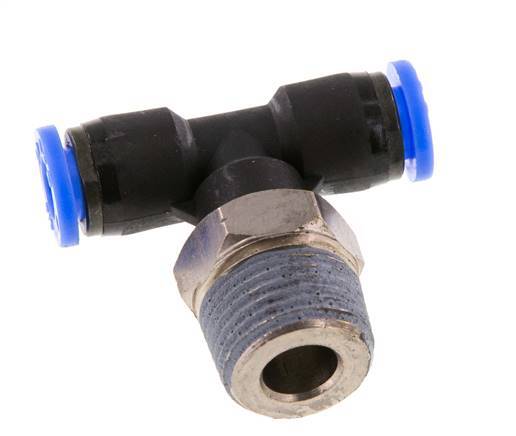 1/4'' x 3/8'' NPT Inline T-Stück Steckverschraubung mit Außengewinde Messing/PBT NBR drehbar [2 Stück]