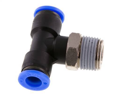 5/16'' x 3/8'' NPT Inline T-Steckverschraubung mit Außengewinde Messing/PBT NBR drehbar [2 Stück]