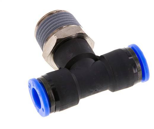 3/8'' x 1/2'' NPT Inline-T-Stück Steckverschraubung mit Außengewinde Messing/PBT NBR drehbar