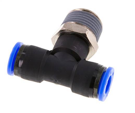 3/8'' x 1/2'' NPT Inline-T-Stück Steckverschraubung mit Außengewinde Messing/PBT NBR drehbar