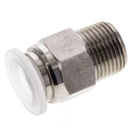 12mm x R3/8'' Push-in Fitting with Male Threads Stainless Steel/PA EPDM/PTFE