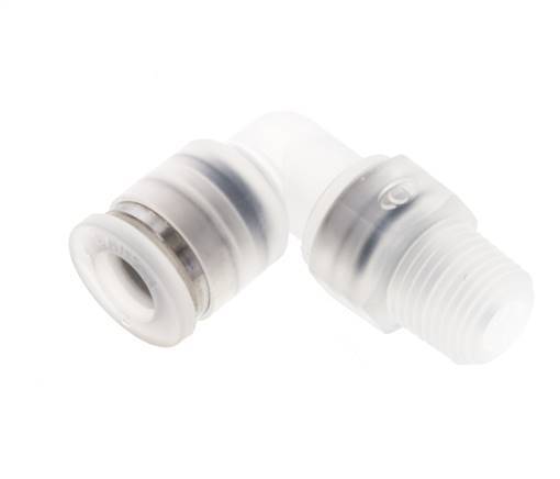 6mm x R1/8'' 90deg Winkel-Steckverschraubung mit Außengewinde Messing FKM drehbar