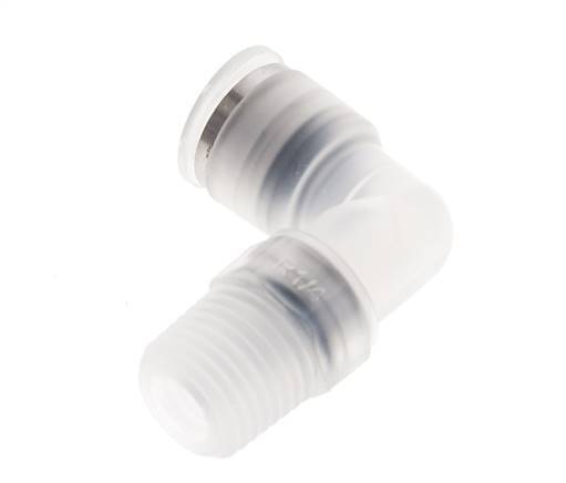 8mm x R1/4'' 90deg Winkel-Steckverschraubung mit Außengewinde Messing FKM drehbar