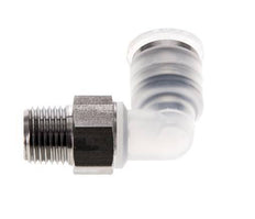 6mm x R1/8'' 90deg Elbow Push-in Fitting with Male Threads PA/Stainless Steel EPDM/PTFE Rotatable