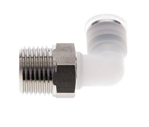 10mm x R1/2'' 90deg Elbow Push-in Fitting with Male Threads PA/Stainless Steel EPDM/PTFE Rotatable