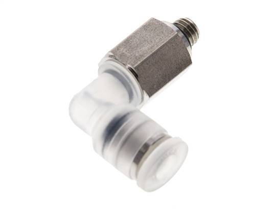 4mm x M 5 90deg Elbow Push-in Fitting with Male Threads PA/Stainless Steel EPDM Rotatable