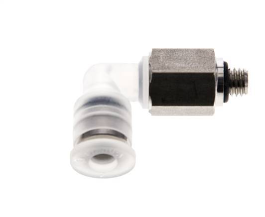4mm x M 5 90deg Elbow Push-in Fitting with Male Threads PA/Stainless Steel EPDM Rotatable