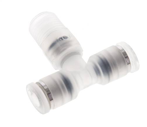 4mm x R1/8'' Inline Tee Push-in Fitting with Male Threads PA EPDM FDA Rotatable