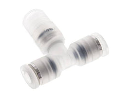 4mm x R1/8'' Inline Tee Push-in Fitting with Male Threads PA EPDM FDA Rotatable