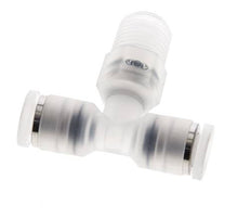4mm x R1/8'' Inline-T-Stück Steckverschraubung mit Außengewinde Messing/PA 66 NBR drehbar