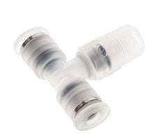 4mm x R1/8'' Inline-T-Stück Steckverschraubung mit Außengewinde Messing/PA 66 NBR drehbar