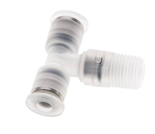 4mm x R1/8'' Inline Tee Push-in Fitting with Male Threads PA EPDM FDA Rotatable
