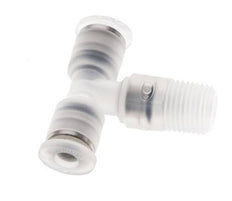 4mm x R1/8'' Inline-T-Stück Steckverschraubung mit Außengewinde Messing/PA 66 NBR drehbar