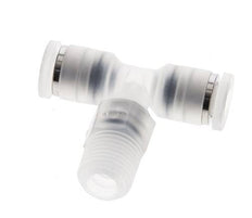 4mm x R1/8'' Inline-T-Stück Steckverschraubung mit Außengewinde Messing/PA 66 NBR drehbar