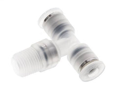 4mm x R1/8'' Inline-T-Stück Steckverschraubung mit Außengewinde Messing/PA 66 NBR drehbar