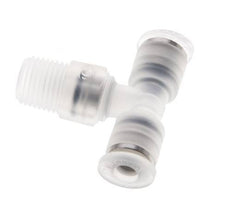 4mm x R1/8'' Inline-T-Stück Steckverschraubung mit Außengewinde Messing/PA 66 NBR drehbar