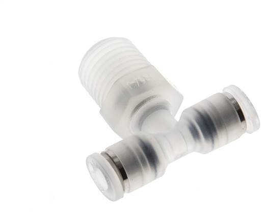 4mm x R1/4'' Inline Tee Push-in Fitting with Male Threads PA EPDM FDA Rotatable