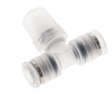 6mm x R1/4'' Inline-T-Stück Steckverschraubung mit Außengewinde Messing/PA 66 NBR drehbar