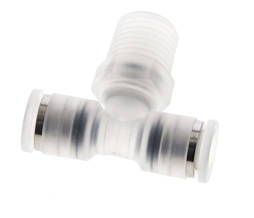 6mm x R1/4'' Inline-T-Stück Steckverschraubung mit Außengewinde Messing/PA 66 NBR drehbar