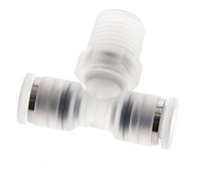 6mm x R1/4'' Inline-T-Stück Steckverschraubung mit Außengewinde Messing/PA 66 NBR drehbar