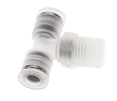 6mm x R1/4'' Inline-T-Stück Steckverschraubung mit Außengewinde Messing/PA 66 NBR drehbar