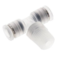 6mm x R1/4'' Inline-T-Stück Steckverschraubung mit Außengewinde Messing/PA 66 NBR drehbar