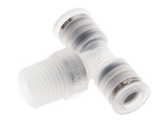 6mm x R1/4'' Inline-T-Stück Steckverschraubung mit Außengewinde Messing/PA 66 NBR drehbar