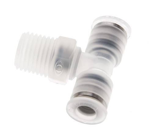 6mm x R1/4'' Inline-T-Stück Steckverschraubung mit Außengewinde Messing/PA 66 NBR drehbar