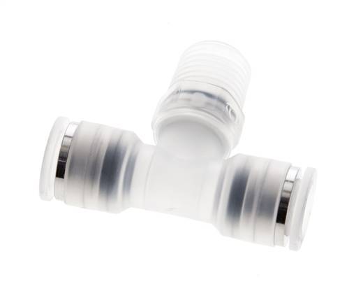 8mm x R1/4'' Inline T-Stück Steckverschraubung mit Außengewinde Messing/PA 66 NBR drehbar