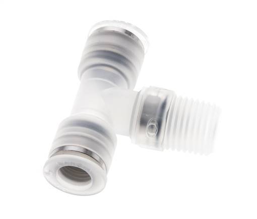 8mm x R1/4'' Inline T-Stück Steckverschraubung mit Außengewinde Messing/PA 66 NBR drehbar