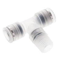 8mm x R1/4'' Inline T-Stück Steckverschraubung mit Außengewinde Messing/PA 66 NBR drehbar