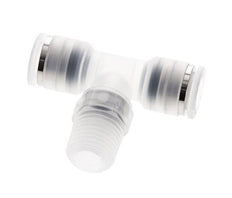 8mm x R1/4'' Inline T-Stück Steckverschraubung mit Außengewinde Messing/PA 66 NBR drehbar