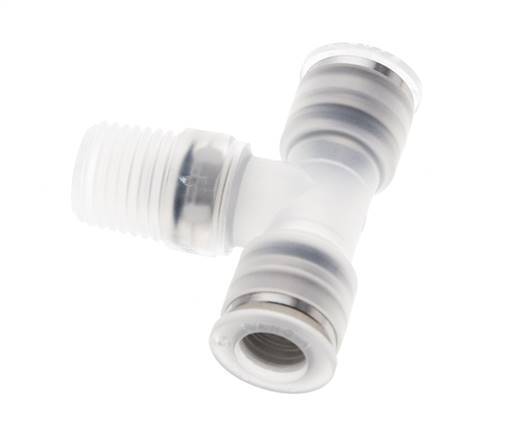 8mm x R1/4'' Inline T-Stück Steckverschraubung mit Außengewinde Messing/PA 66 NBR drehbar